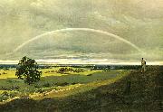 Caspar David Friedrich Landschaft mit Regenbogen painting